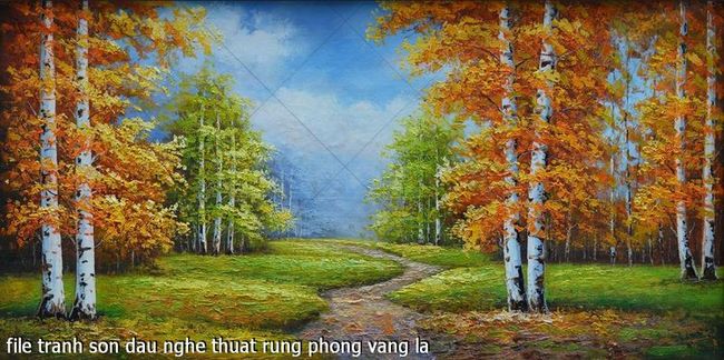 file tranh son dau nghe thuat rung phong vang la